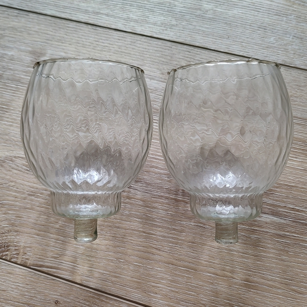 VTG Home Interiors Glass Candle Votives Ruffled Clear Set Of 2 1980s